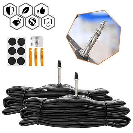 UNRESTRAINED Bike Tube 2 Pack with 4 Tire Levers,Bicycle Inner Tube Tyres Road MTB Bike Interior Tire Tube Anti Puncture Tube for Bike Bicycle Tire