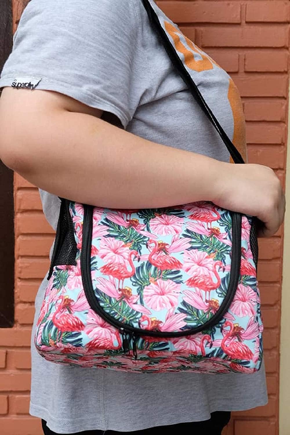 HOT! Thailand Animal Cartoon Printed Pink Flamingo Style Sugar Glider Birds Prairie Dog Marmoset Small Pet Travel Cage Shoulder Bag Soft Mesh Kennel Carrier PB's Republix