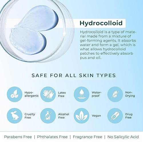 Miniatura 6 de CLEOF Parches hidrocoloides para acné para cubrir granos y manchas en la cara, aptos para veganos, libres de crueldad (visible) (mezcla (75 unidades)