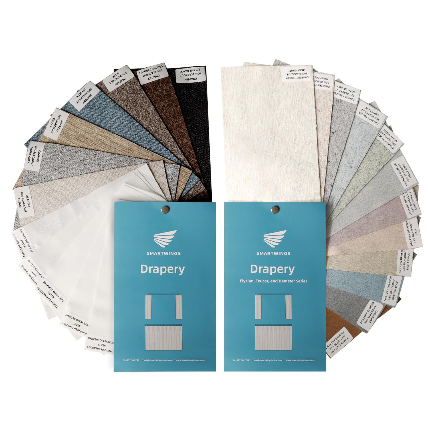 SmartWings Sheer Blackout Fabric Sample Book - Full Color Range for Curtain Matching Ideal for Home Renovation Interior