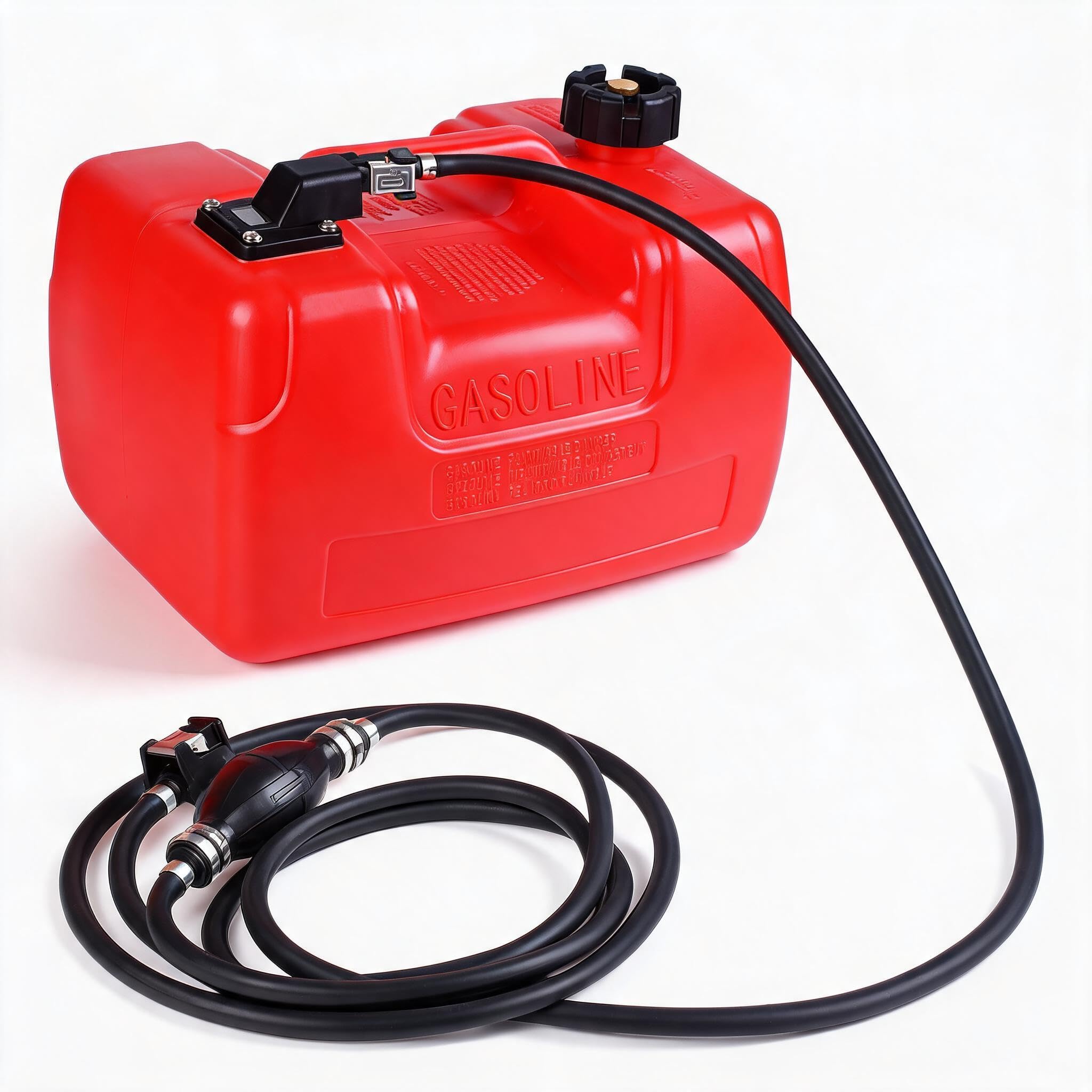 12 L Marine Fuel Tank, Portable Boat Gas Can with Integrated 120 Inch Fuel Line, Built-in Fuel Level Gauge & Pickup Tube, 36cm l x 28cm w x 25cm h for Outboard Motor, Jet Ski, Yacht & Watercraft