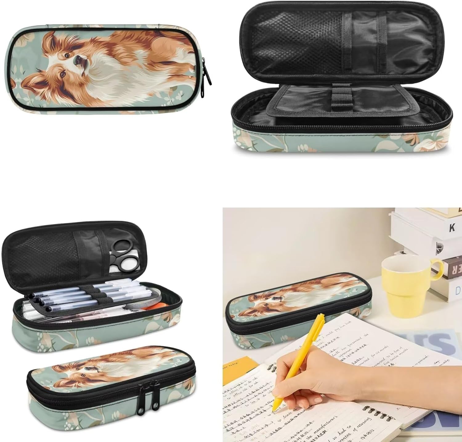 Rough Collie Kids School Bookbag 3 in 1 Set School Bag with Lunch Bag Pencil Case, Lightweight Kids Backpack for Elementary Middle School, Insulated Thermal Lunch Bag with Pencil Case