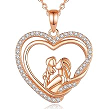 EUDORA Sterling Silver Mother Daughter Son Necklace for Mama, Rose Gold Mom Daughter Necklaces Jewelry Pendant, Mothers Day Gift for Mother Stepmother Mom from Son Daughter, 18inch