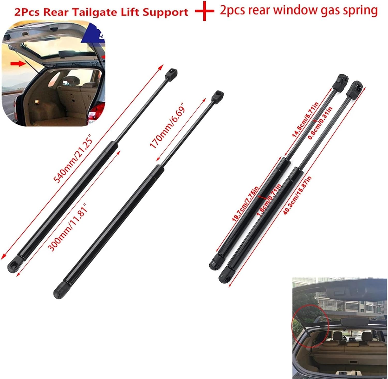 2pcs Car Rear Window Glass Gas Spring Shock Lift Strut Struts Support Bar Rod 871702E0(HBS-HQ-4PCS)