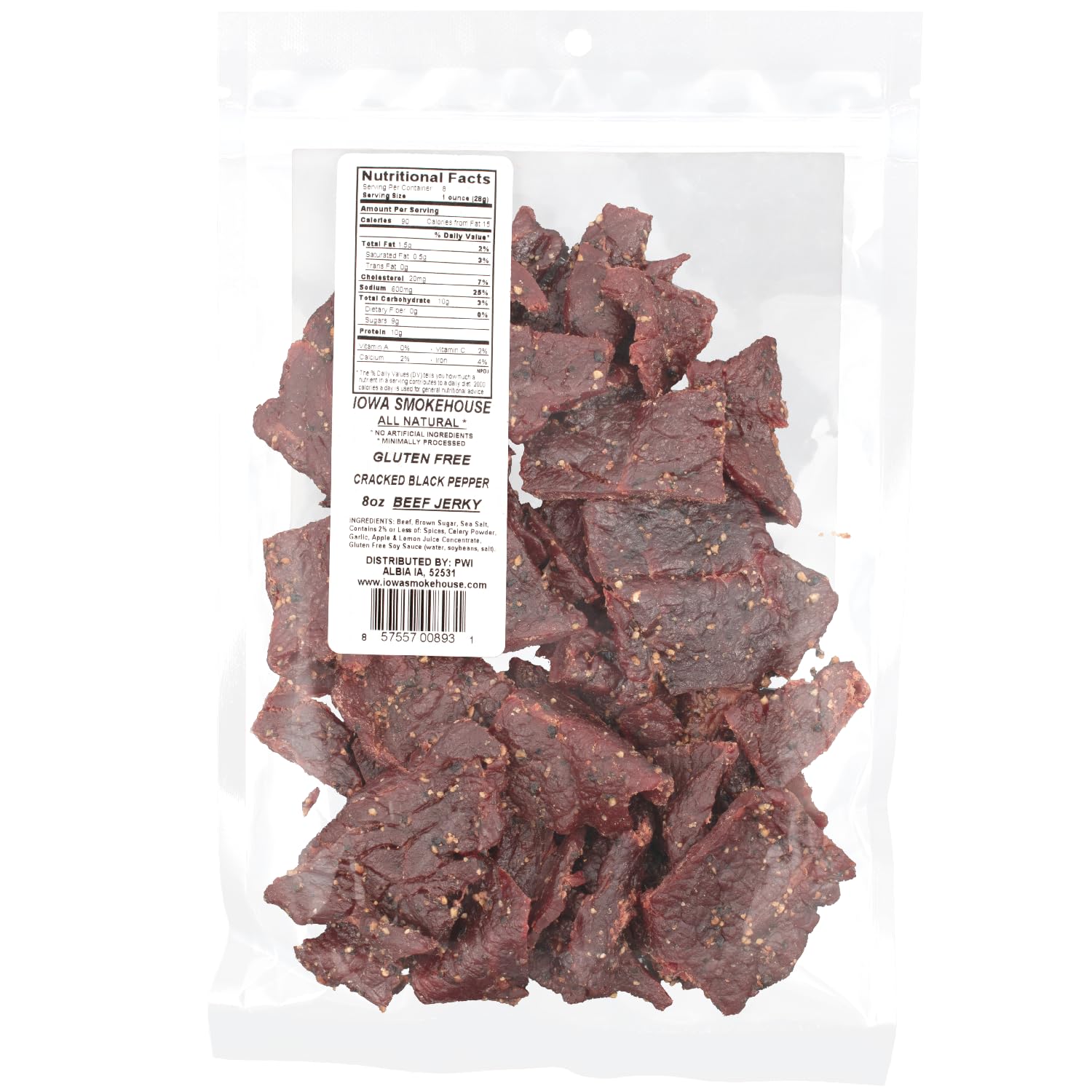 Ranch Hand Beef Cracked Black Pepper Jerky, 8-oz. - IS-RH8JP-6CT