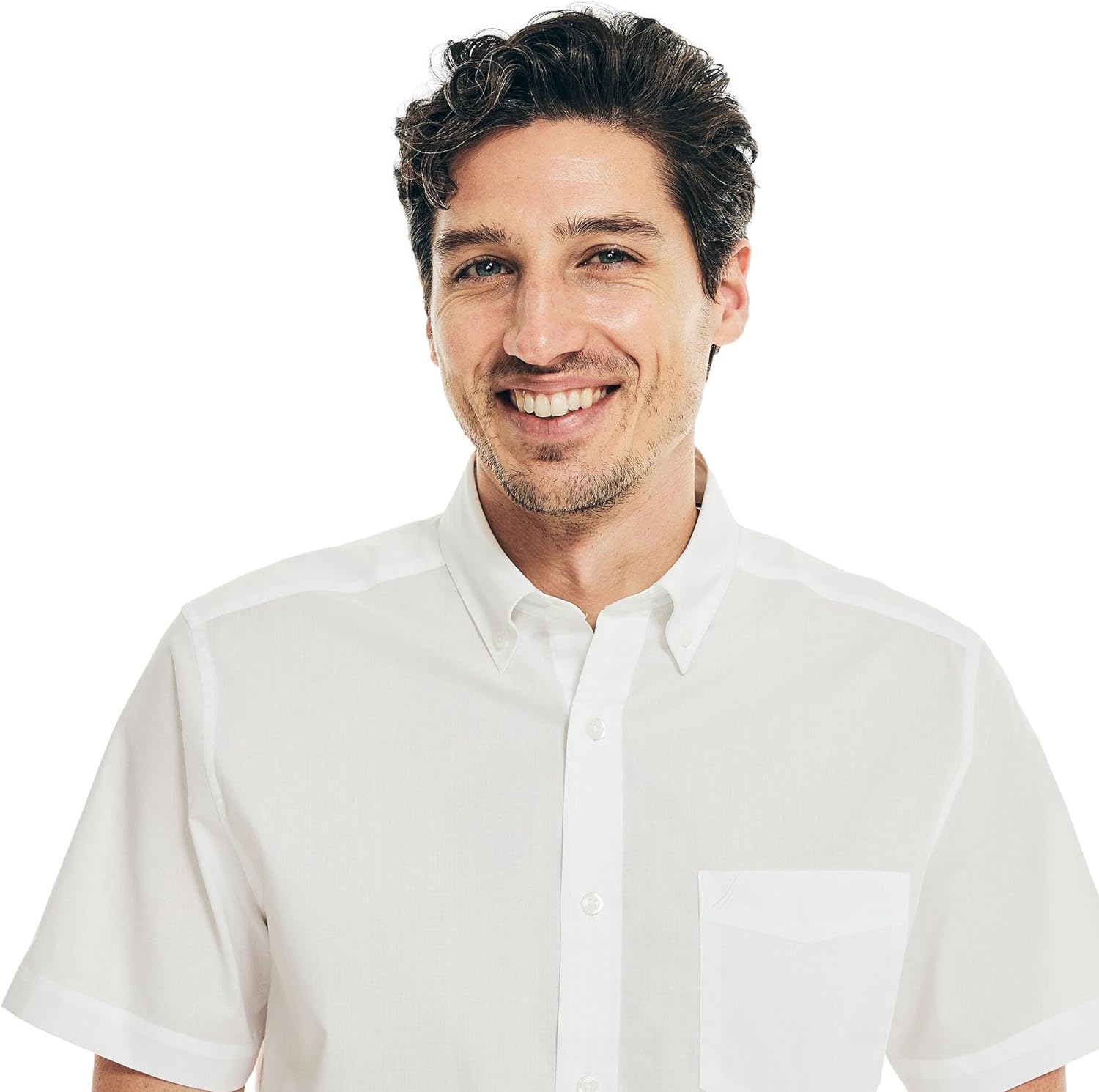 Nautica Men's Classic Fit Wrinkle Resistant Seashore Plaid Short Sleeve Shirt - Image 3