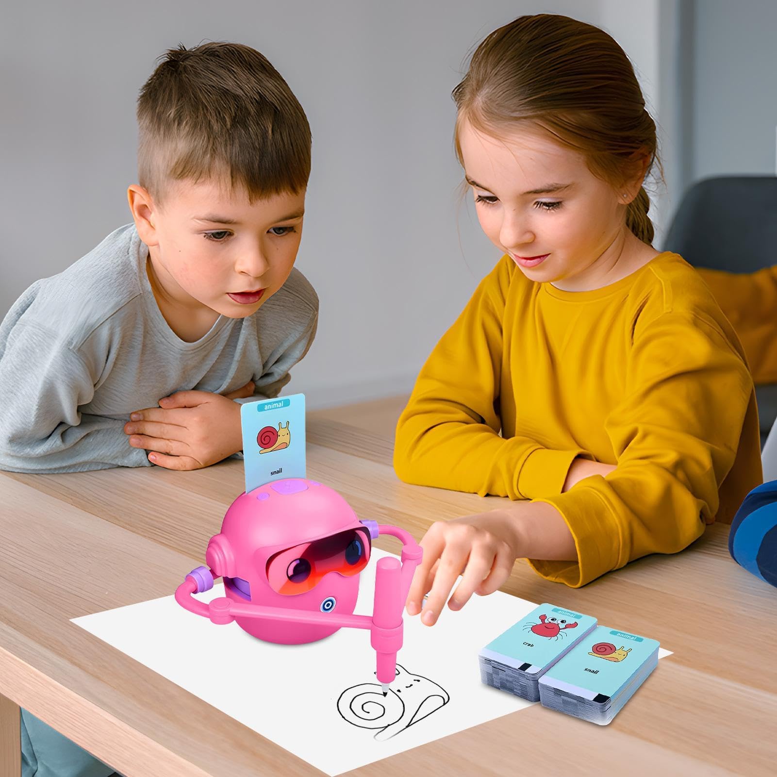 Robot da Disegno Intelligente Con Guida Vocale e 100 Carte | Robot da Pittura Intelligente e Interattivo Per Bambini, Ragazzi E Ragazze, Ideale Per Viaggi, Scuola E Asilo Infantile
