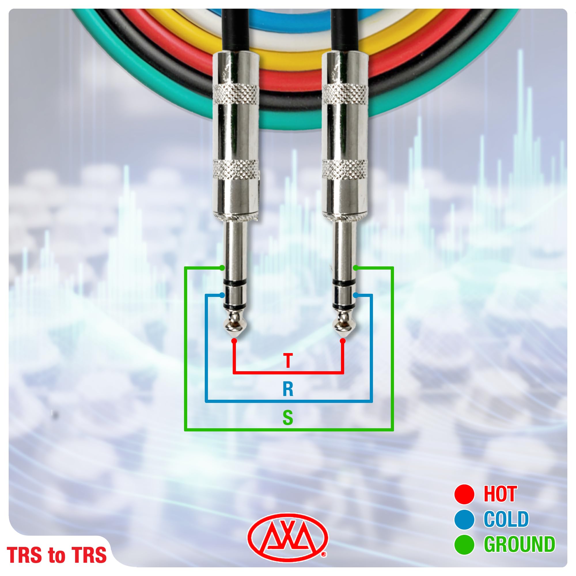 AxcessAbles TRS-auf-Audiokabel, 6,1 m, 6 m, symmetrisch, mehrfarbig, Stecker auf Stecker, Studio und Heim-Audio, 6 m