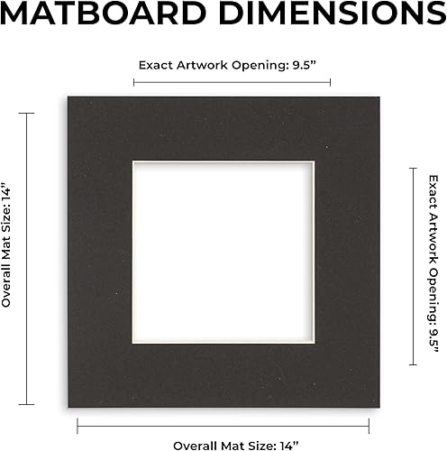 Miniatura 2 de Alfombrilla de 14 x 14 pulgadas, corte biselado para fotos de 10 x 10 pulgadas, apertura de tablero de fotos con forma cuadrada blanca precortada,