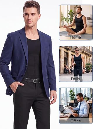Odoland Compression Vest Men 3 Pack Slimming Vest Body Shaper Compression Shirt Mens Shapewear Tummy Control Undershirt Tank Tops