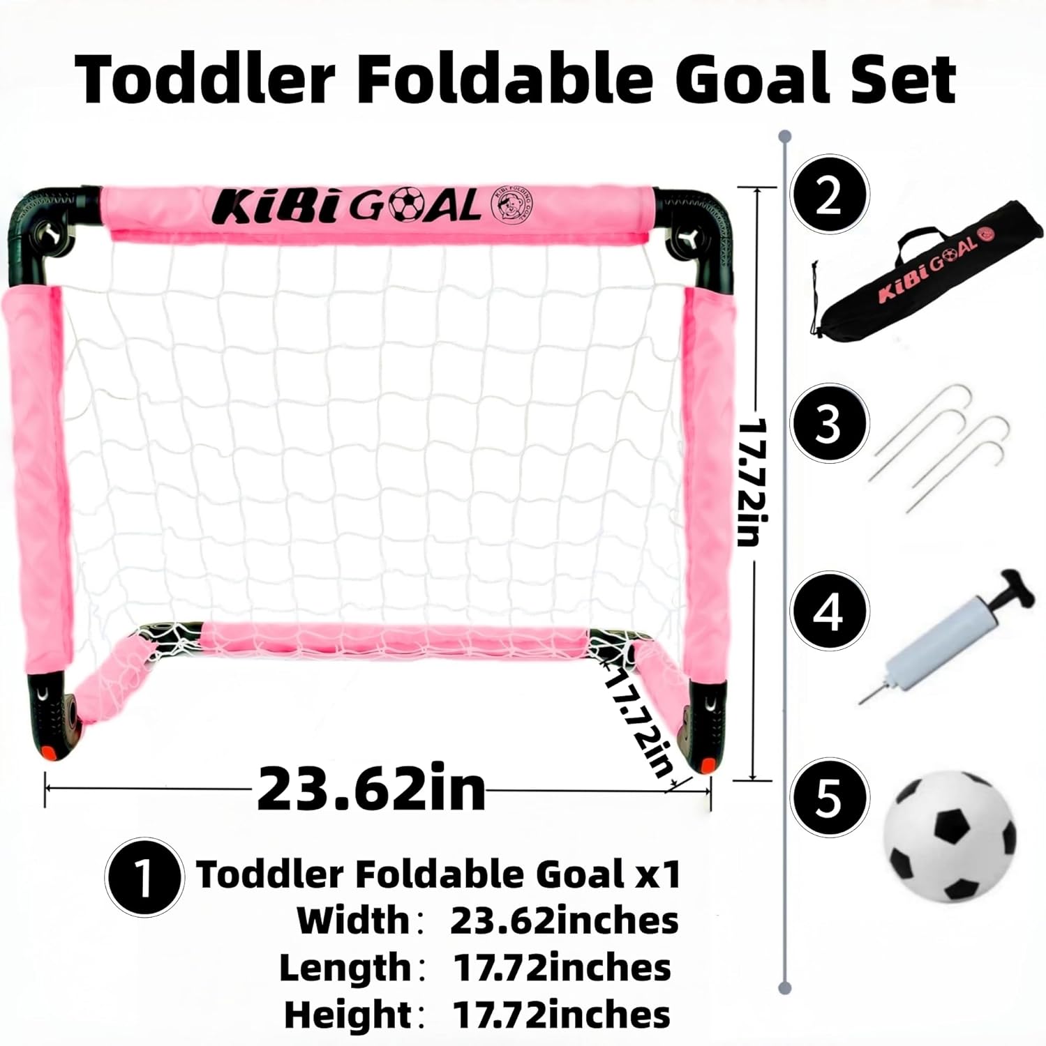 Soccer Goal, Small Foldable Goal for Kids, Kids Goals for The Backyard/Indoor/Outdoor, Mini Soccer Toys Gifts for Children pink 23.62in * 17.72in goal + ball