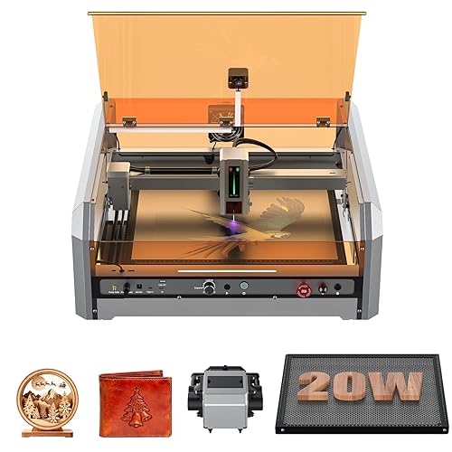 Genmitsu L8 Laser Engraver, 20W (20000mW) Laser Cutter Built-in Acrylic Enclosure with Vent, Air Assist Pump, Honeycomb, Camera, All-in-one Plug and Play Engraving Machine, Safety Class 1