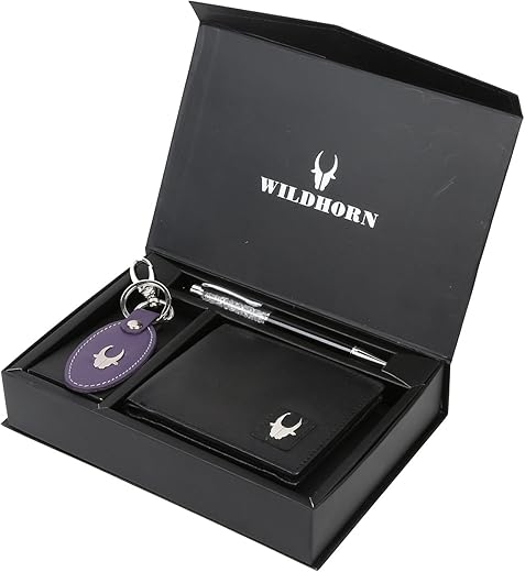 WildHorn Gift Hamper for Men I Leather Wallet, Keychain & Pen Combo Gift Set I Gift for Friend, Boyfriend,Husband,Father, Son etc