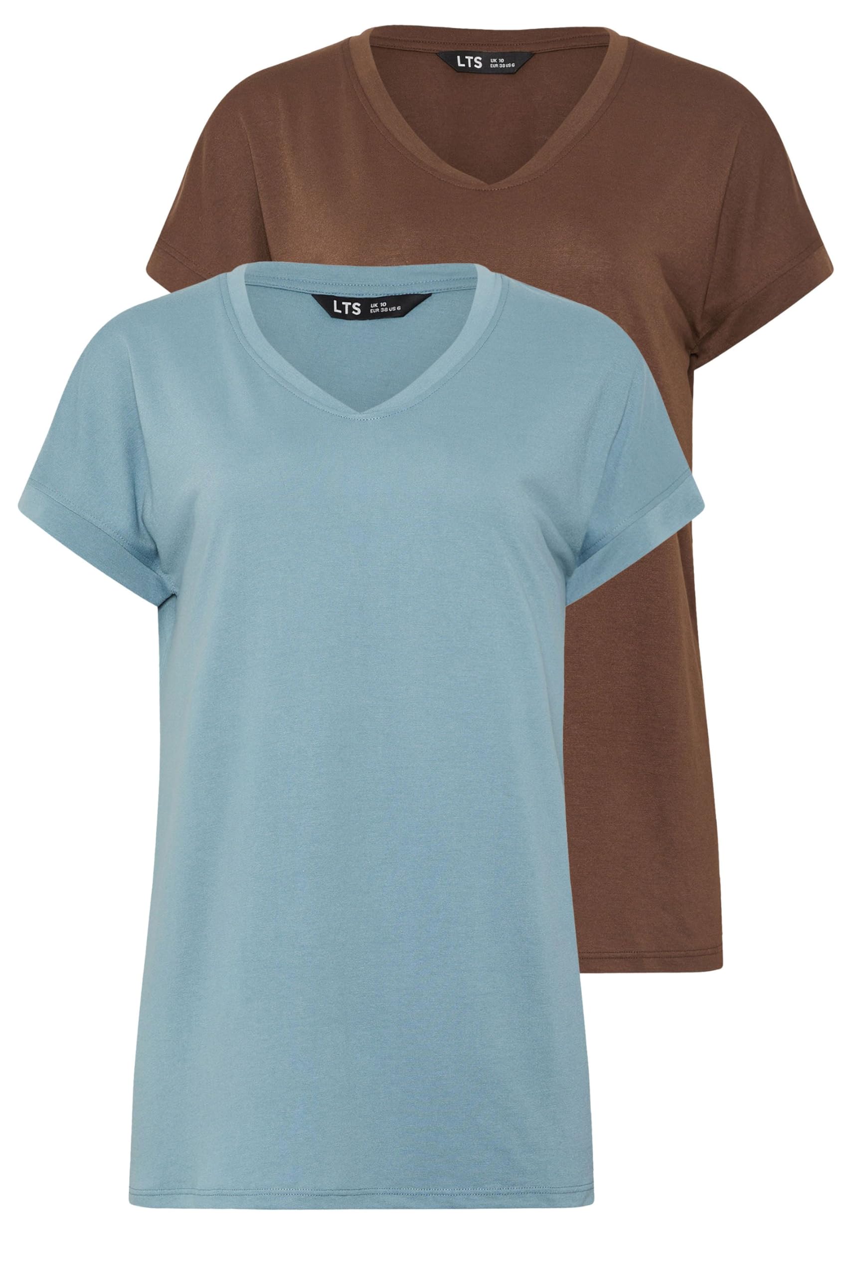Long Tall Sally Women's Chocolate - Lts True Basics 2 Pack Tall Blue & Brown V-Neck T-Shirts