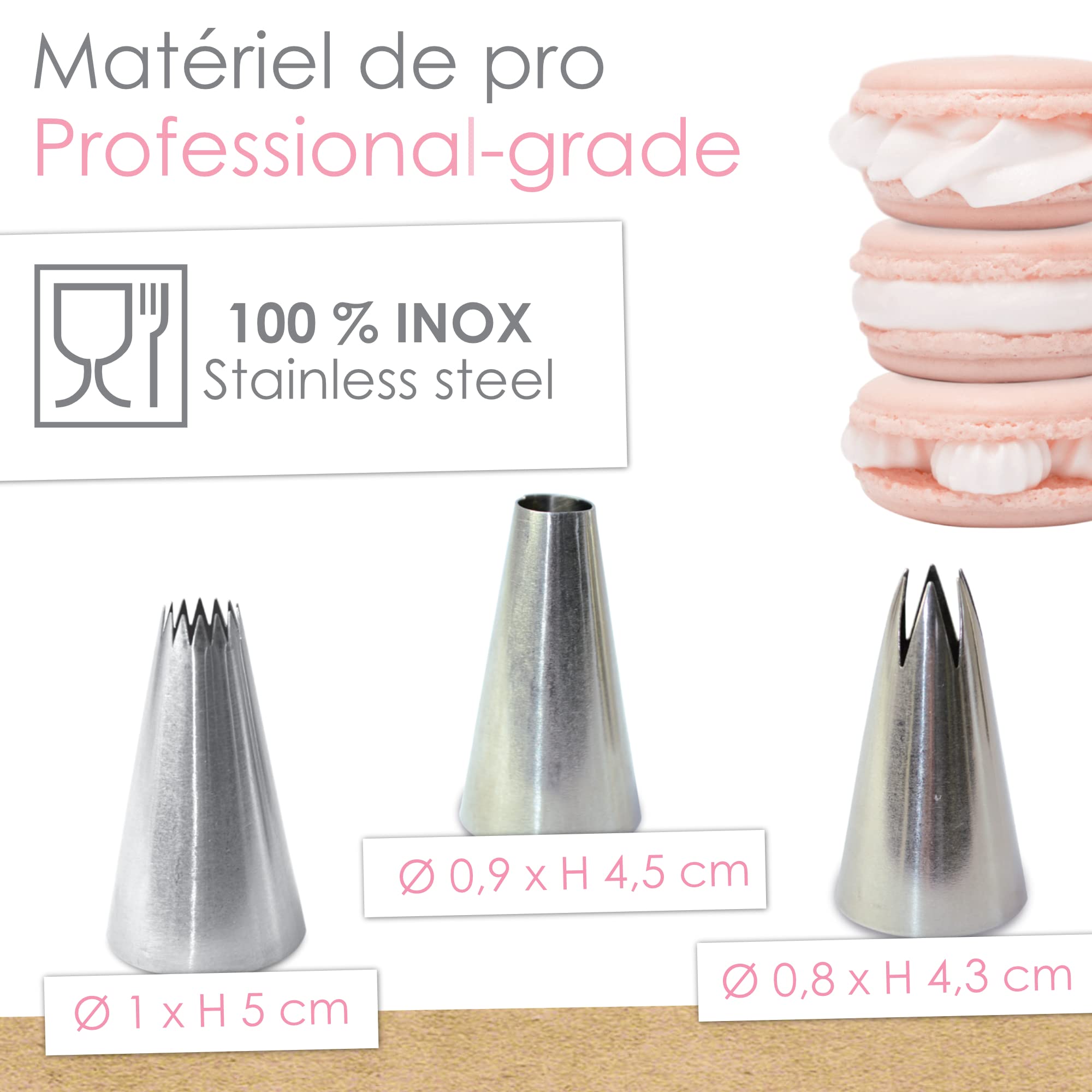 Douilles à Pâtisserie ScrapCooking - Set De 3 En Inox (Fleur, Pétale, Saint-Honoré) - Qualité Pro