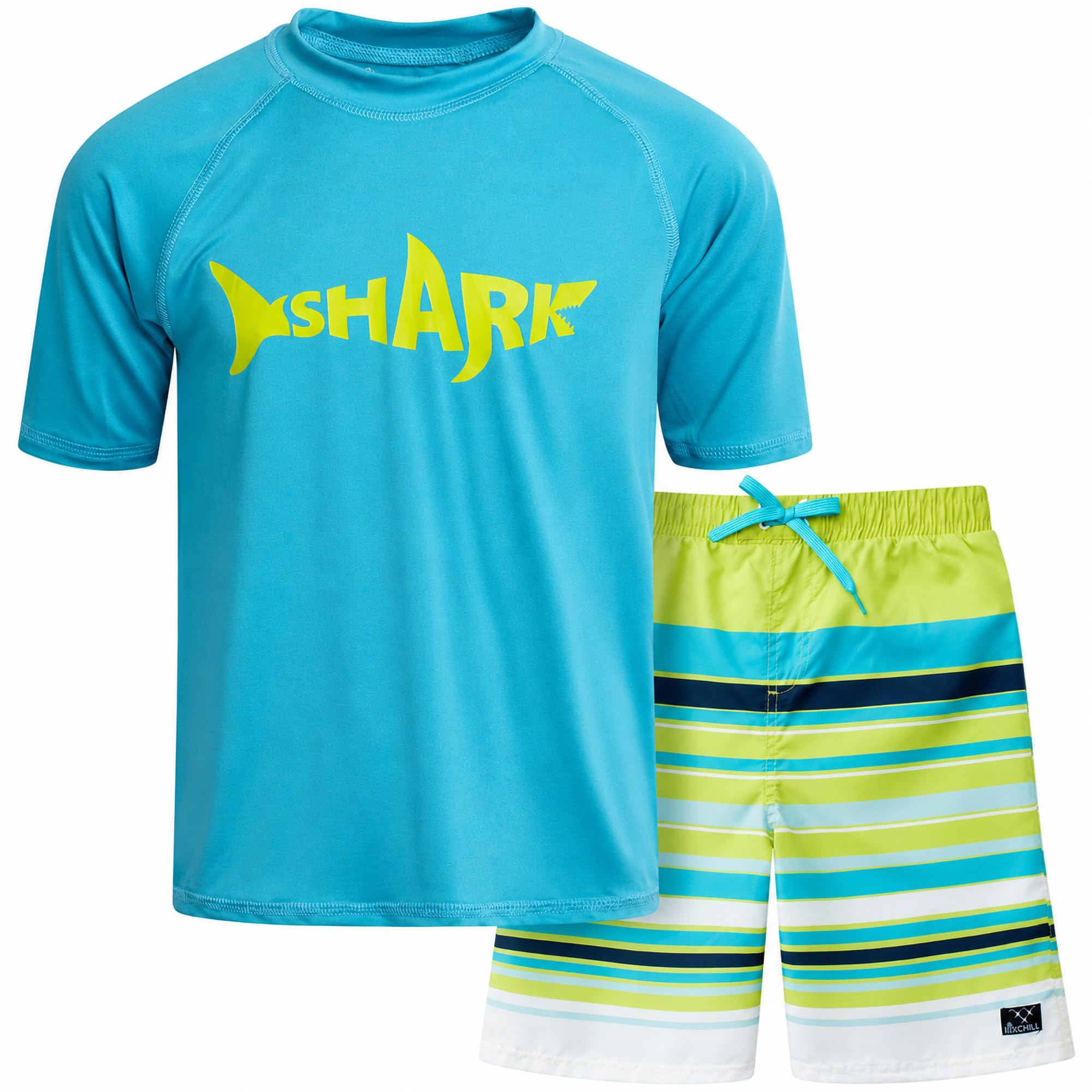 Big Chill Boys 2-Piece UPF 50 Short Sleeve Rash Guard &amp; Swim Trunks