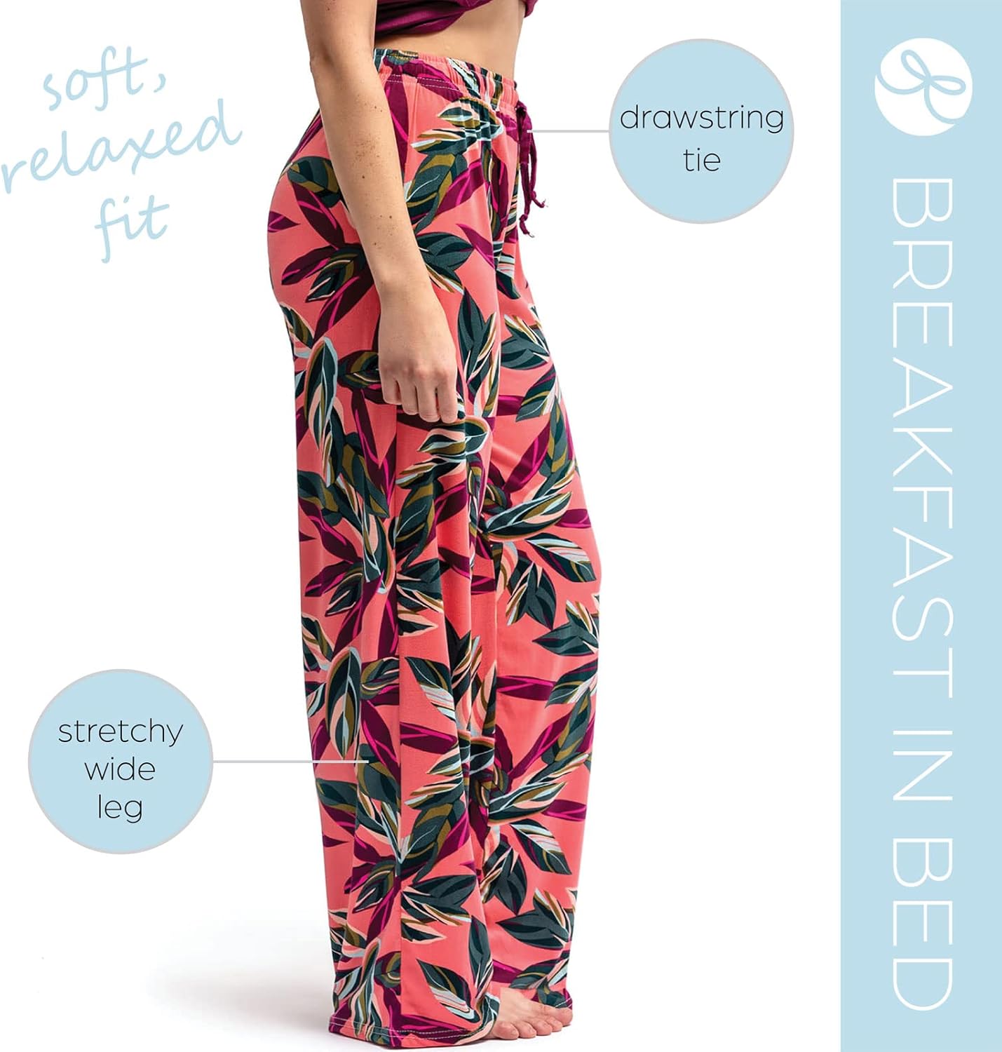 Hello Mello Signature Lounge Pants Womens Soft Pajama Bottoms Elastic Waistband Drawstring Tie - Image 4