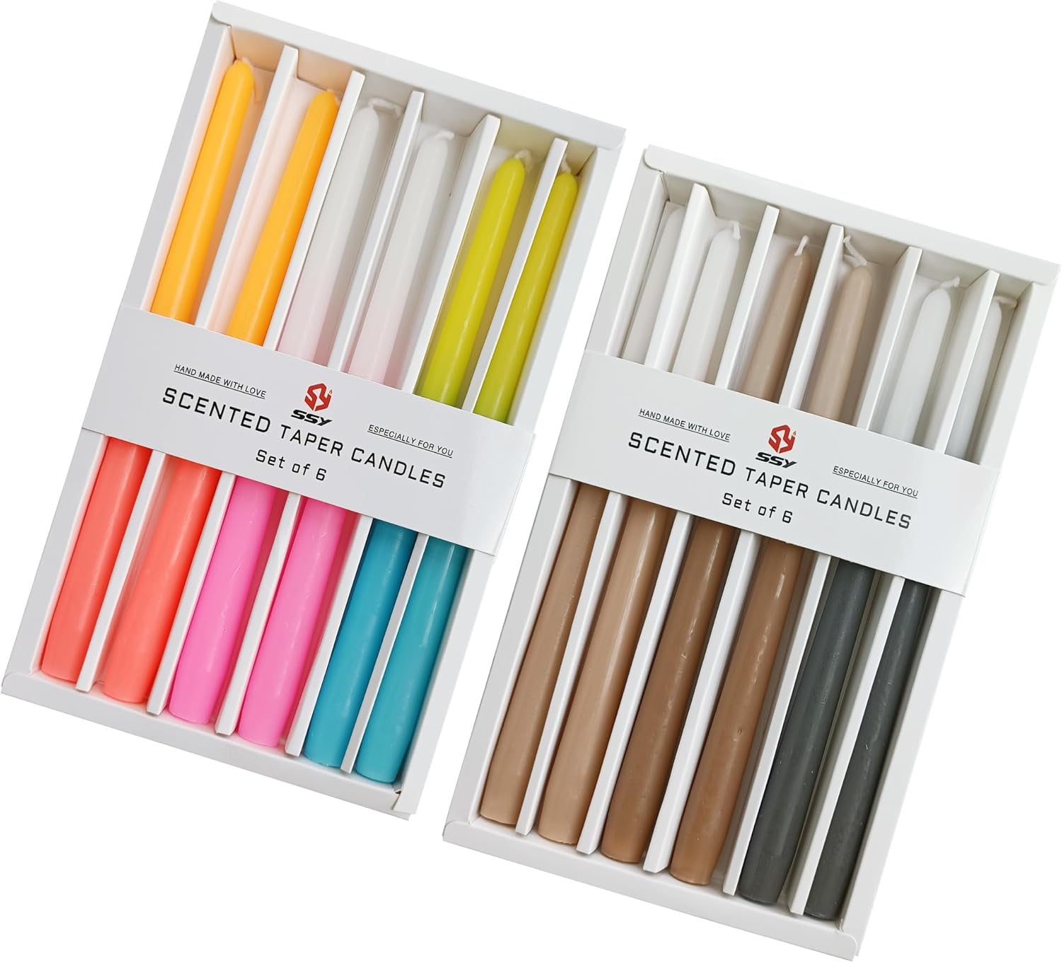 Scented Candle Colored Taper Candles Sticks - SEUCRWAX Smokeless Gradient Candles for Home Decor, Wedding, Festival and Special Occasions