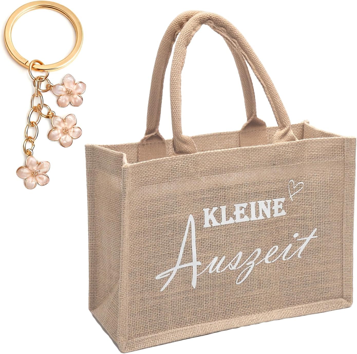 Jute Bag Gift Women, Small Jute Bag Gift with Keyring, Environmentally Friendly Jute Bag Small and Gift Bag Jute for Birthday Christmas Mum Teacher Gift