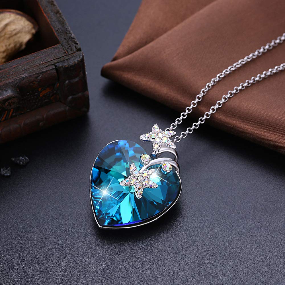 Collar De Cristal Plata De Ley 925Amor Estrella De Mar Mujer