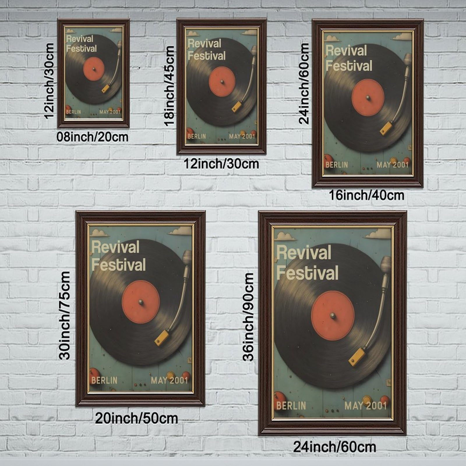 Vinyl Revival, poster musicale su tela, decorazione per camera da letto, ufficio, stanza, regalo, 40,6 cm L x 61 cm W