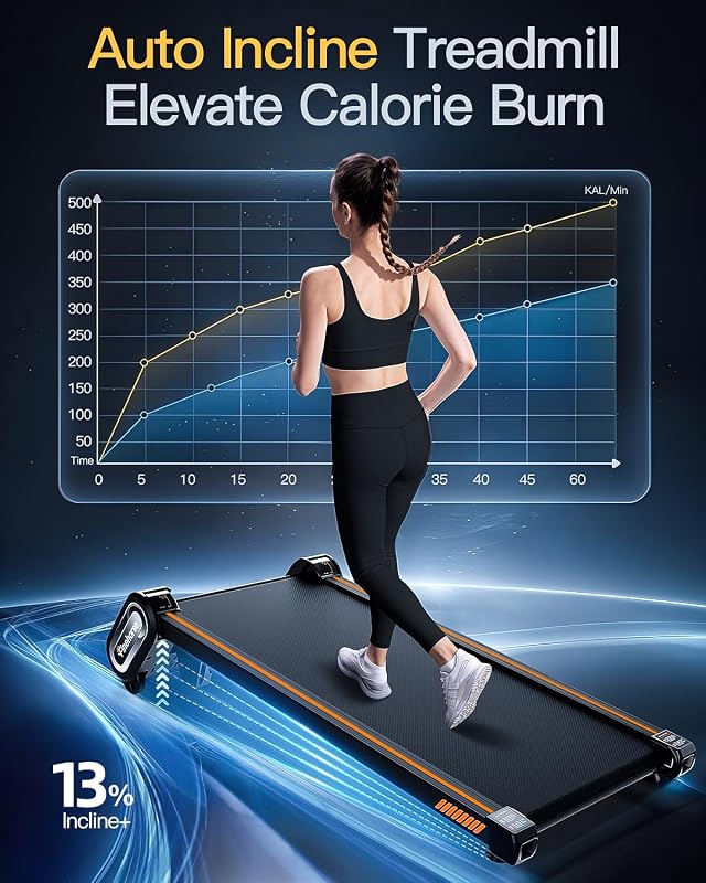 FINEHORSE Walking Pad Treadmill with Auto Incline, 6 in 1 Under Desk Treadmill, 6-Level Incline Treadmills, 2.5HP Portable Treadmills for Home with 330LBS Capacity, LED Display, Remote Control image 4
