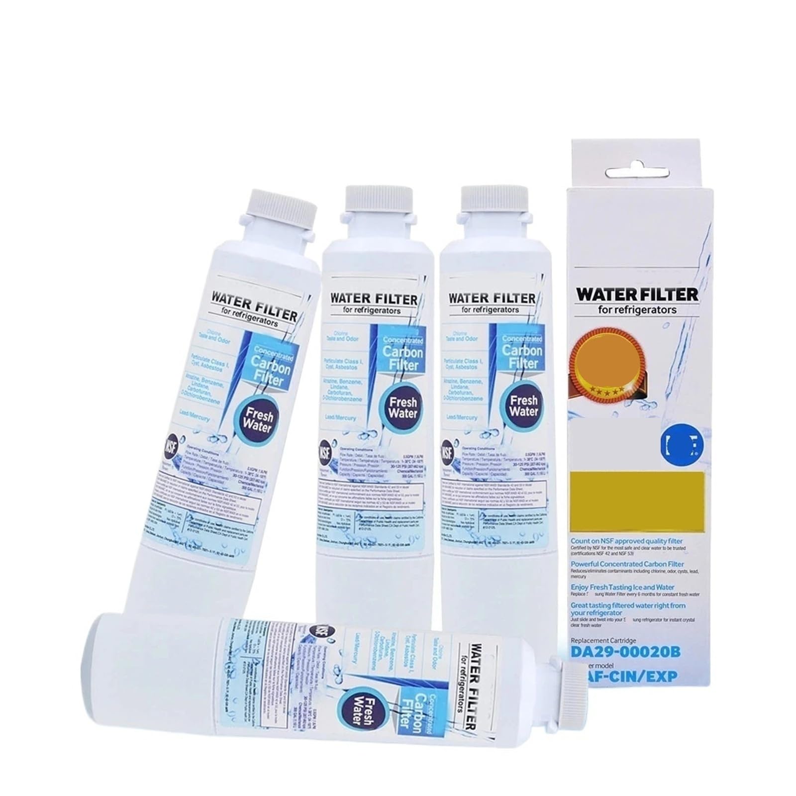 Paquete De 4 Filtros De Agua De Repuesto, Compatibles con Samsung DA29-00020B-1, DA97-08006A-1, HAF-CIN, RF4267HARS, RF28HMEDBSR