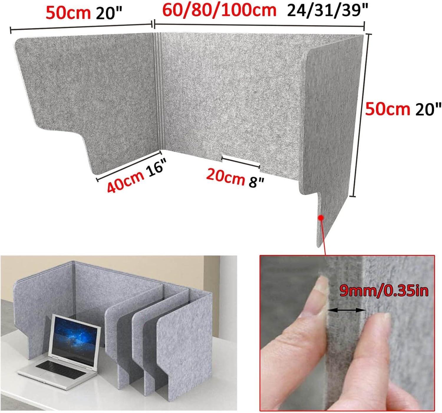 Desk Divider Panel for Student Desks Freestanding Office Partition with Cutout Panel for Desktop Privacy in Call Centers Offices Libraries Classrooms Light Color