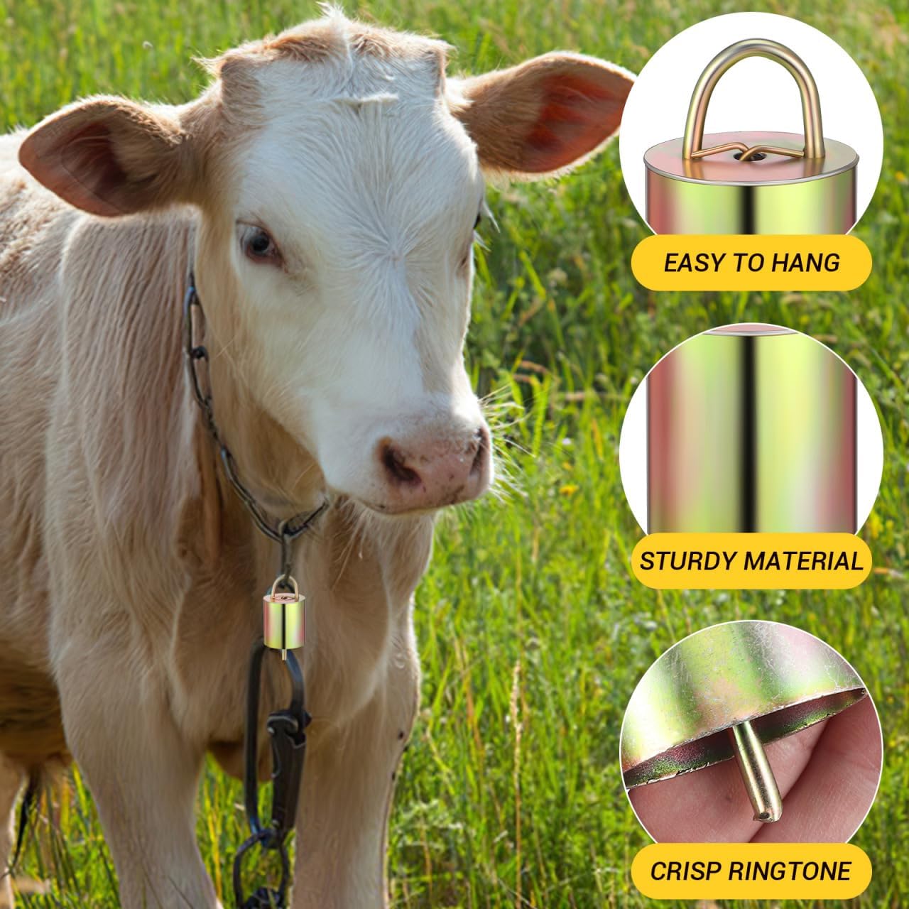 Goat Bells for Livestock Collars Rustic Copper Cow and Sheep Bells 2.55X1.37In Loud Sound Durable Metal Farm Grazing for Animal Tracking and Rustic Home D Cor