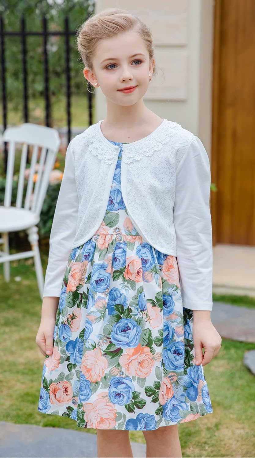 SMILING PINKER Little Girls' Long Sleeve Lace Bolero Cardigan Shrug - Image 8