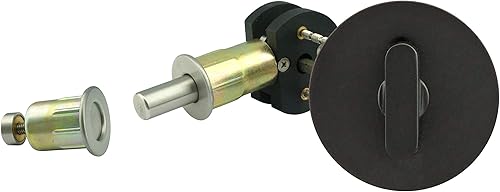 INOX EC1216-BD4214-19G Cerradura de privacidad para puerta de granero, rosa redonda, 2-14 pulgadas BS, TT16 Turn, 19G, 2.25 pulgadas de cara, negro