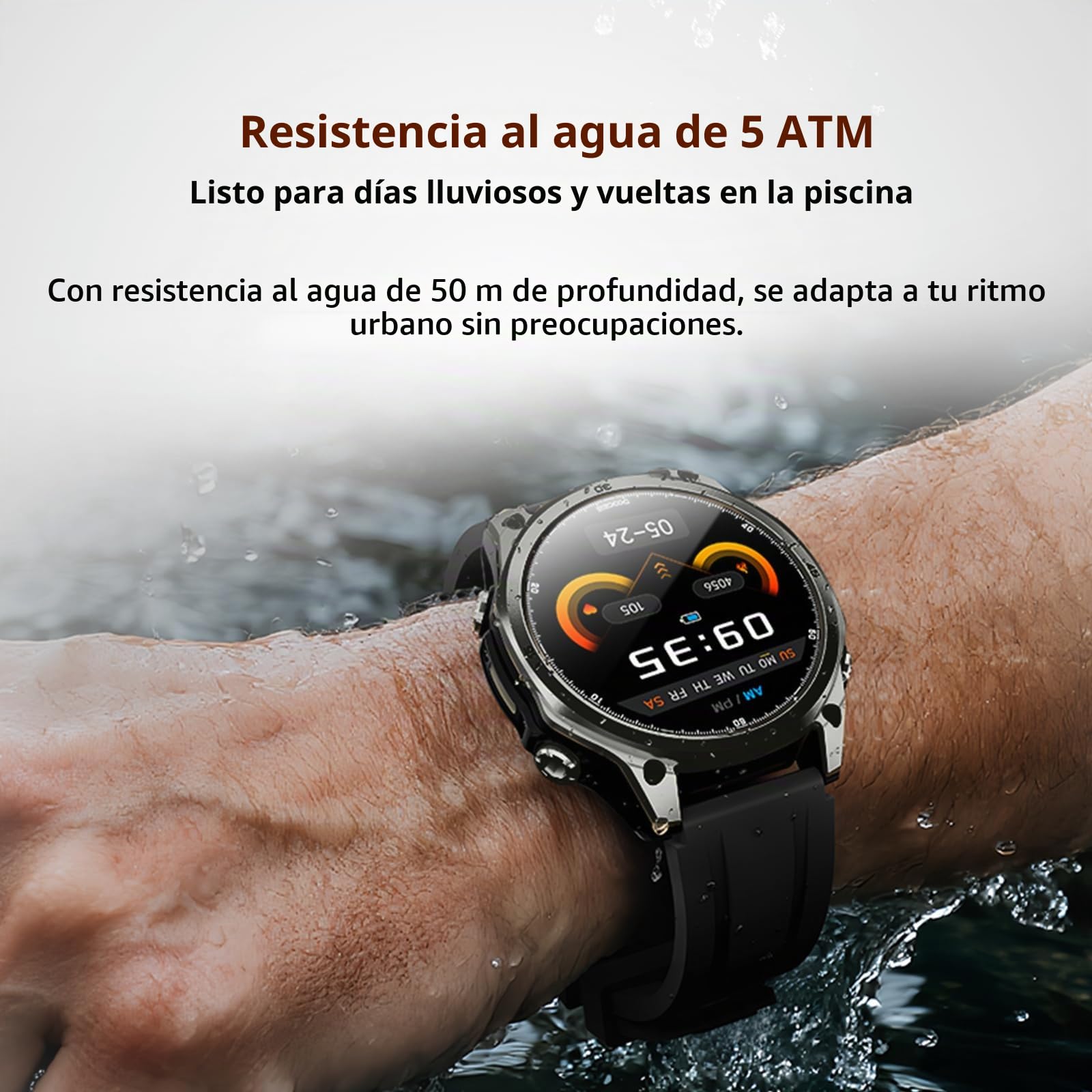 Anywise W1 - Reloj Inteligente GPS para Hombre, 6 Posiciones por satélite, rastreador de Fitness Impermeable a 50 m, Reloj Inteligente AI para Hombre de 1.43 Pulgadas Compatible con teléfono