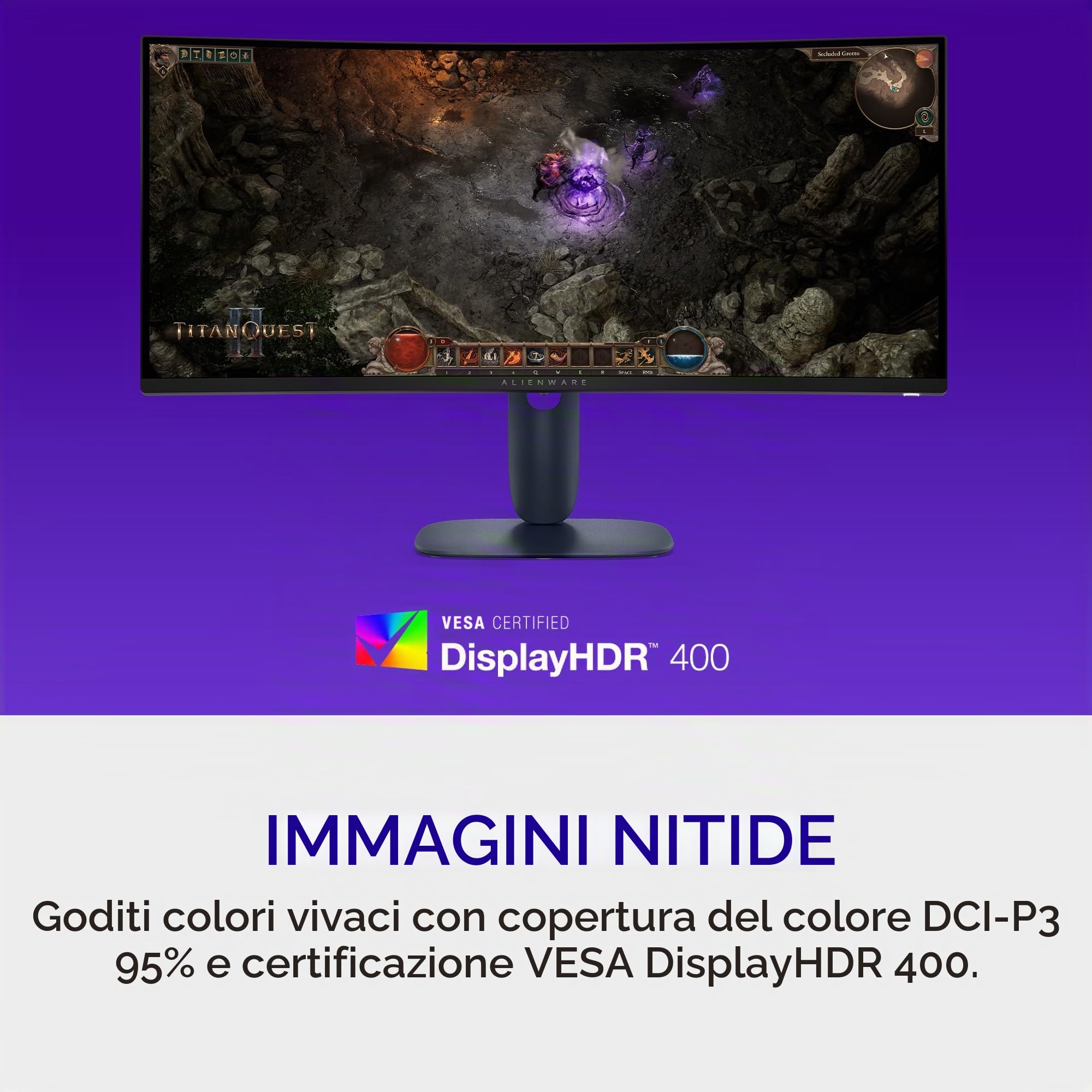 Alienware 34 monitor da gioco curvo - AW3425DWM - WQHD 34 pollici 180Hz 1 ms, 1500R, AMD FreeSync Premium, VESA AdaptiveSync.