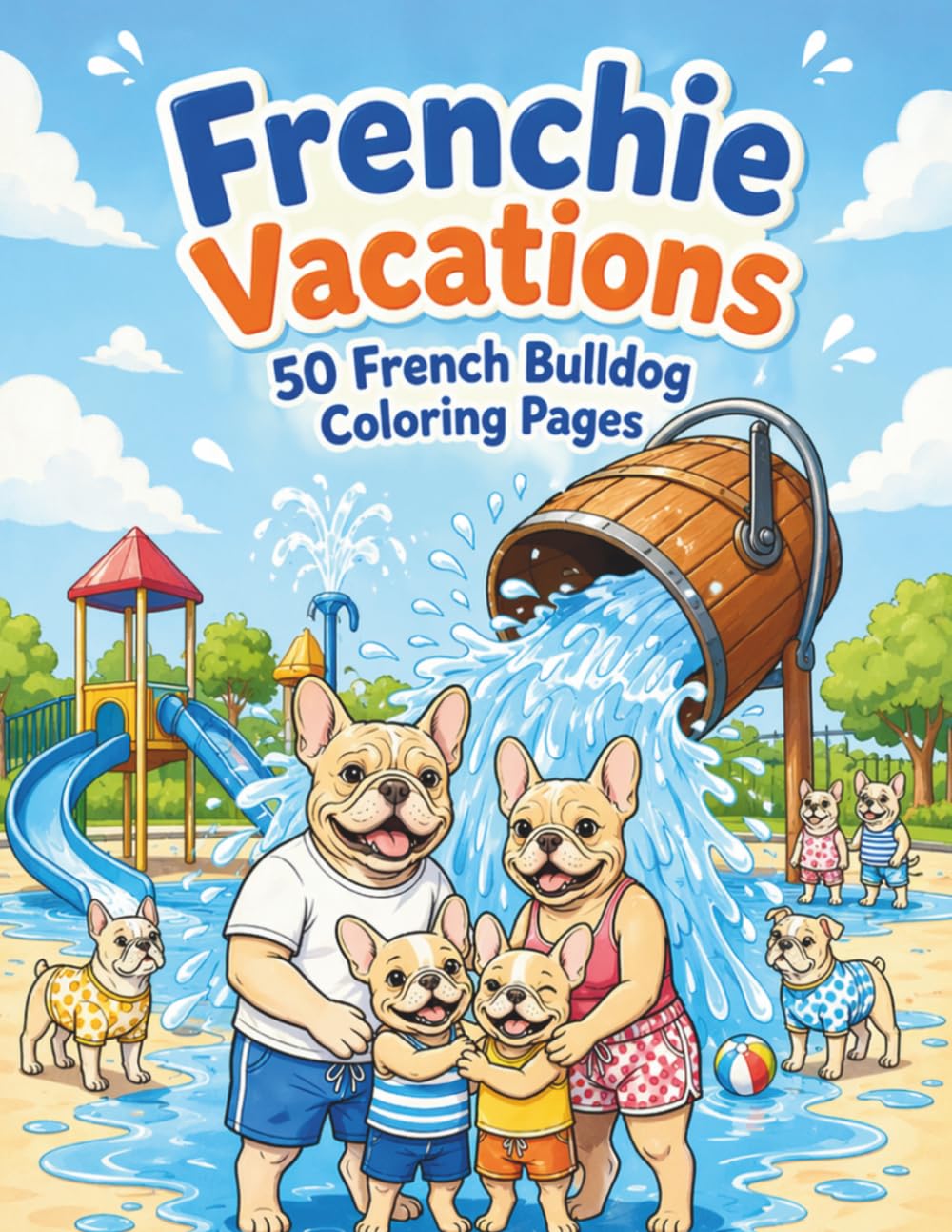 Frenchie Vacations: 50 French Bulldog Coloring Pages (Paws & Pups Vacation)