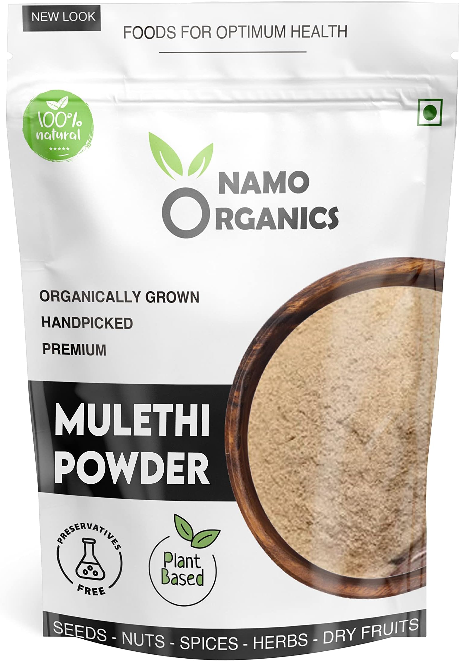 Namo OrganicsMulethi Powder - 250g - Yashtimadhu - Double Filtered 100% Liquorice Powder for Face and Eating (throat)