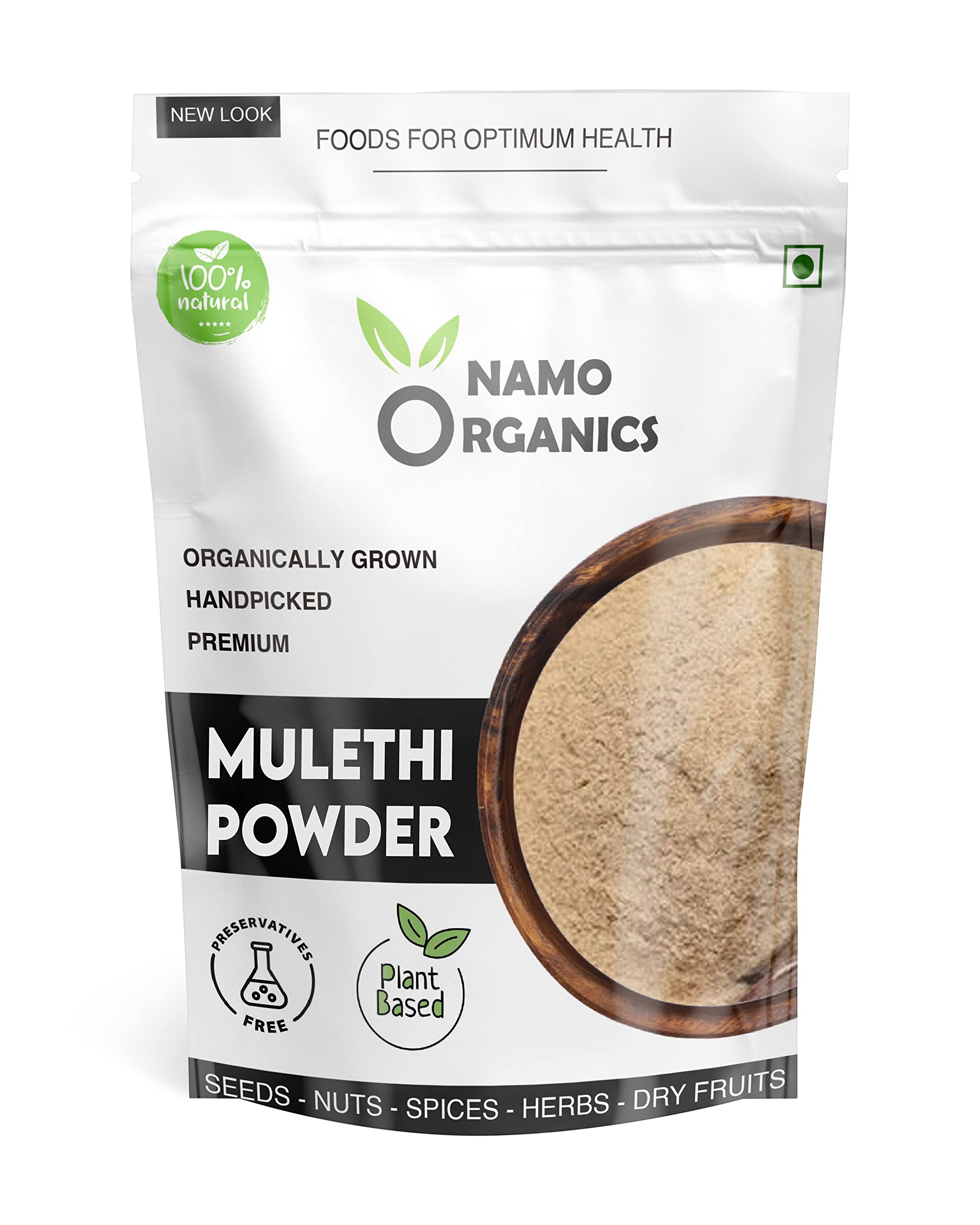 Namo OrganicsMulethi Powder - 250g - Yashtimadhu - Double Filtered 100% Liquorice Powder for Face and Eating (throat)