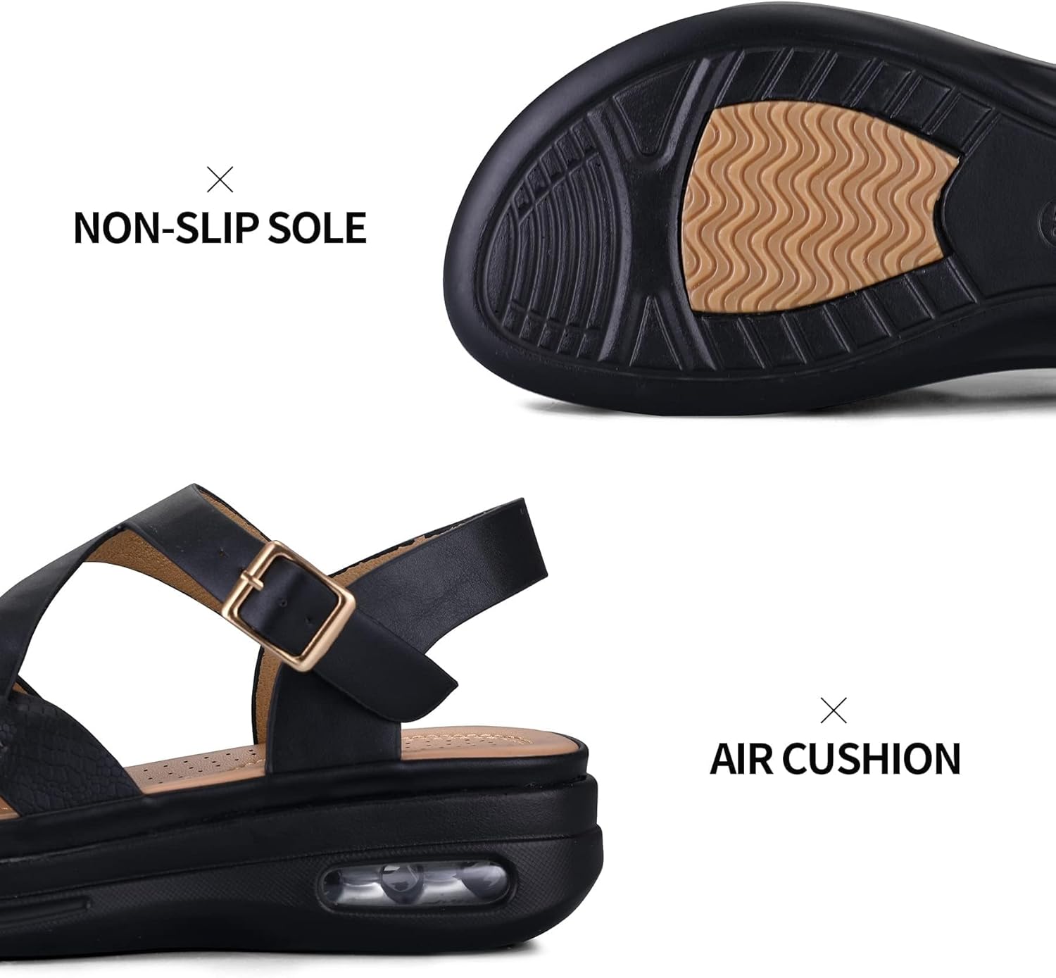 mysoft Women's Walking Sandals Comfortable Air Cushioned Support Ankle Strap Dress Sandals - Image 6