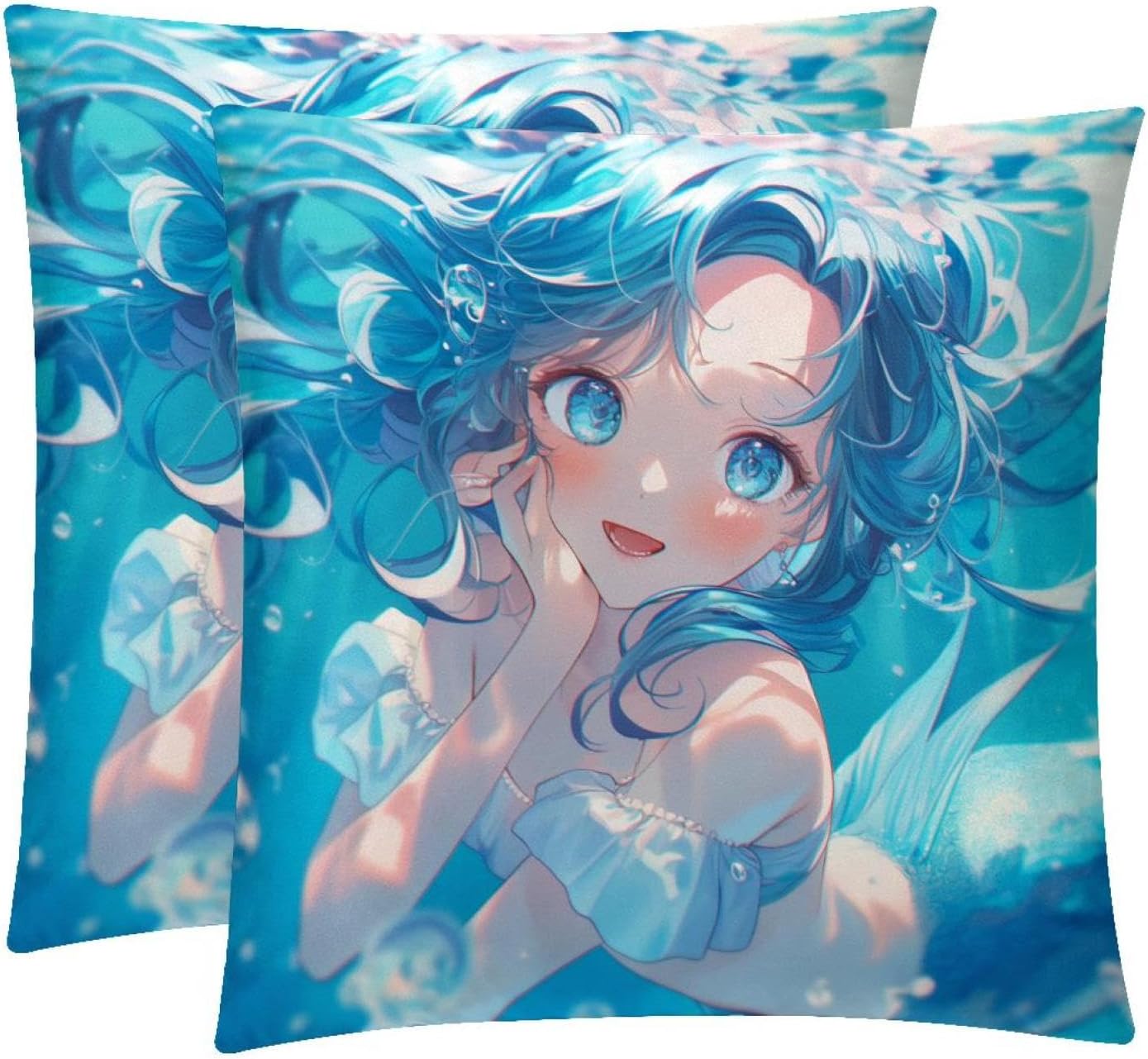 XKVUDG Throw Pillow Covers Mermaid Girl Decorative Throw