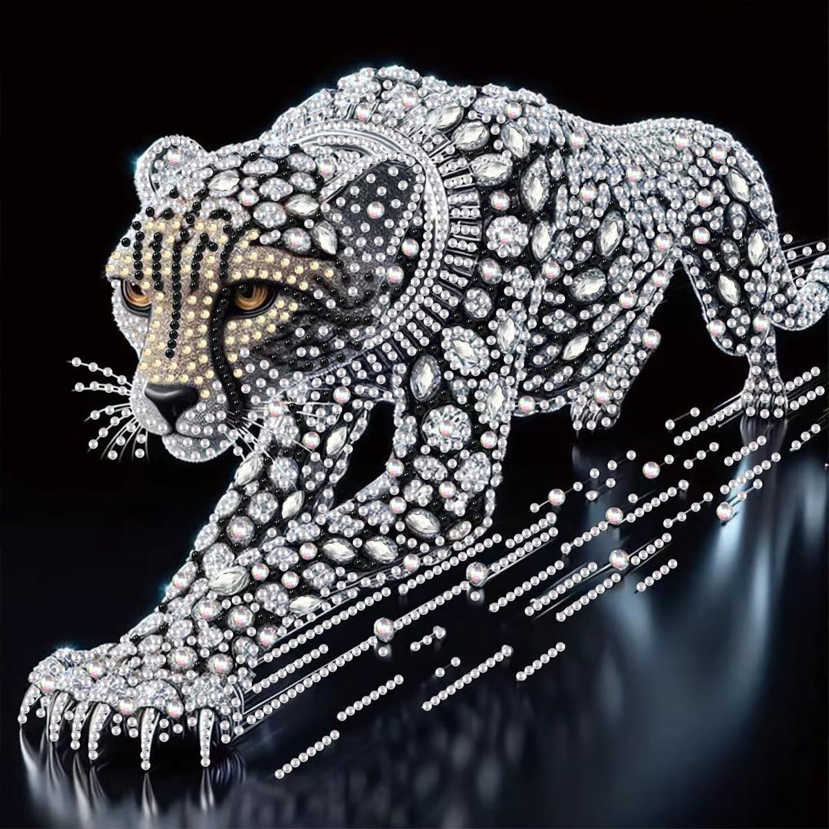 GEMFAMILY 5D Diamond Art Kits for Adults Beginner,Special Shape Diamond Painting Kits for Animal Cheetah,DIY Crystal Rhinestones Painting for Home