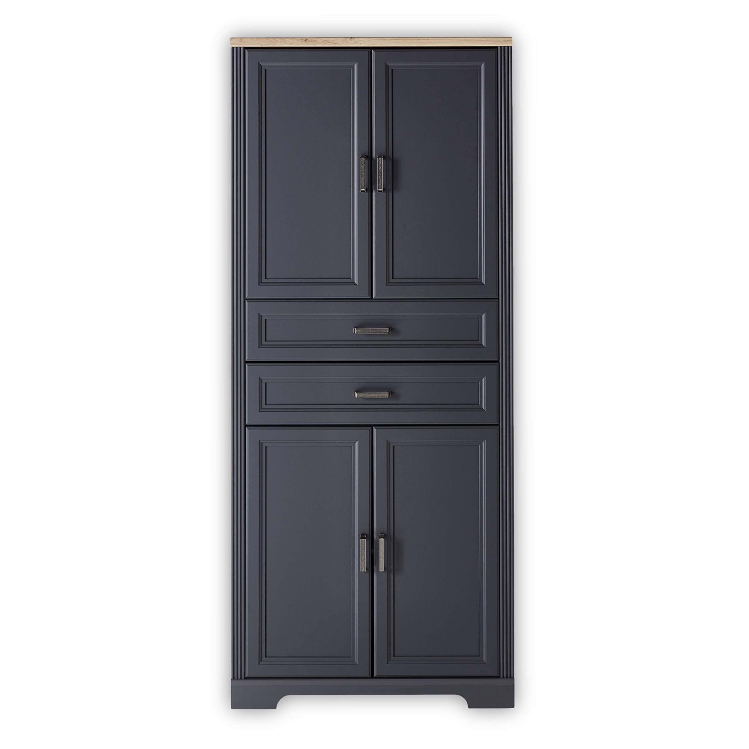 Stella Trading JASMIN Büroschrank in Graphit, Artisan Eiche Optik - Aktenschrank mit Schubladen und Türen - Landhausstil Büromöbel Komplettset - 86 x 204 x 38 cm (B/H/T)
