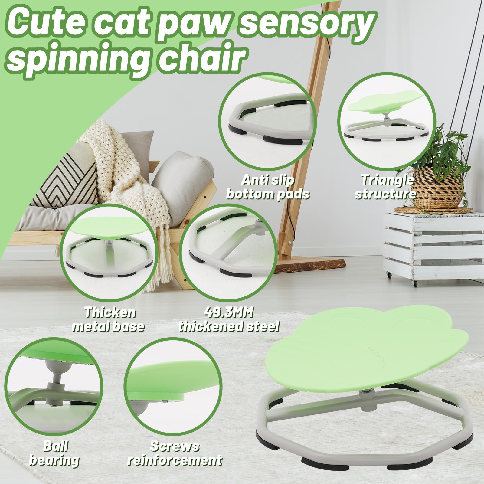 Chaise Pivotante 360° Ergonomique Enfant, Adapté Autisme Motricité Coordination Sensoriel, Base