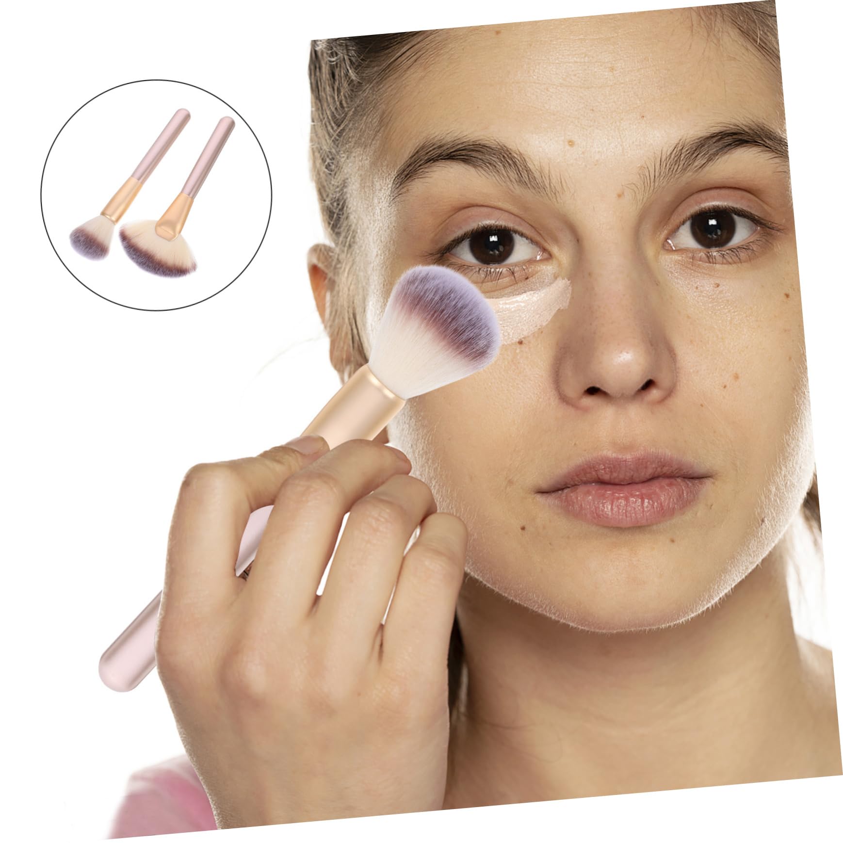 CANIGHT Makeup Brush Set 2pc u Shaped Nose Brush Perfect for Highlighter Blush Facial Makeup Portable Gentle on Skin
