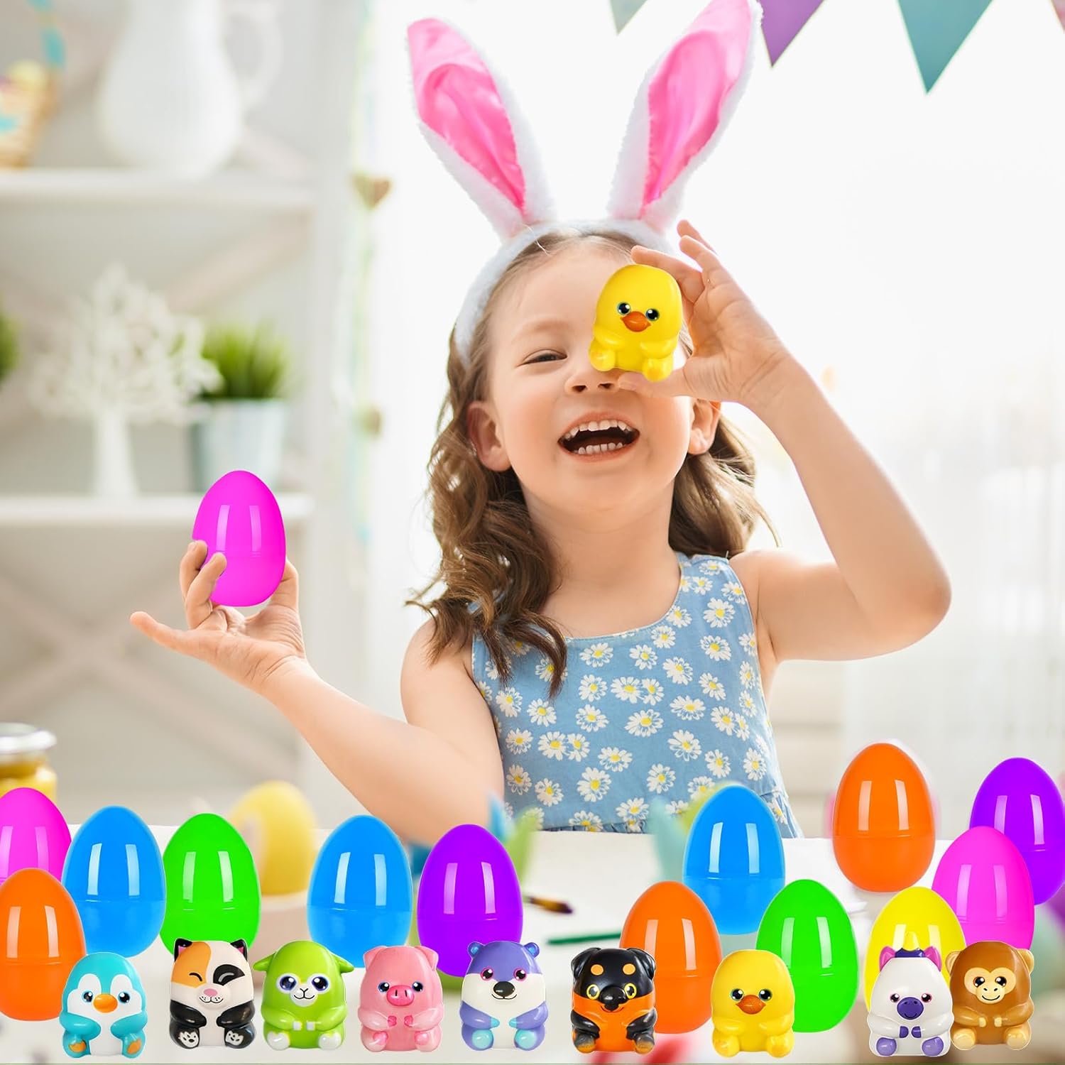 24 Pack Easter Egg Filled Slow Rising Squishy Toys, Colorful Animal Squishy Easter Egg Fillers Bulks for Kids Toddlers Teens Boys Girls Easter Basket Stuffers Hunt Easter Party Favor