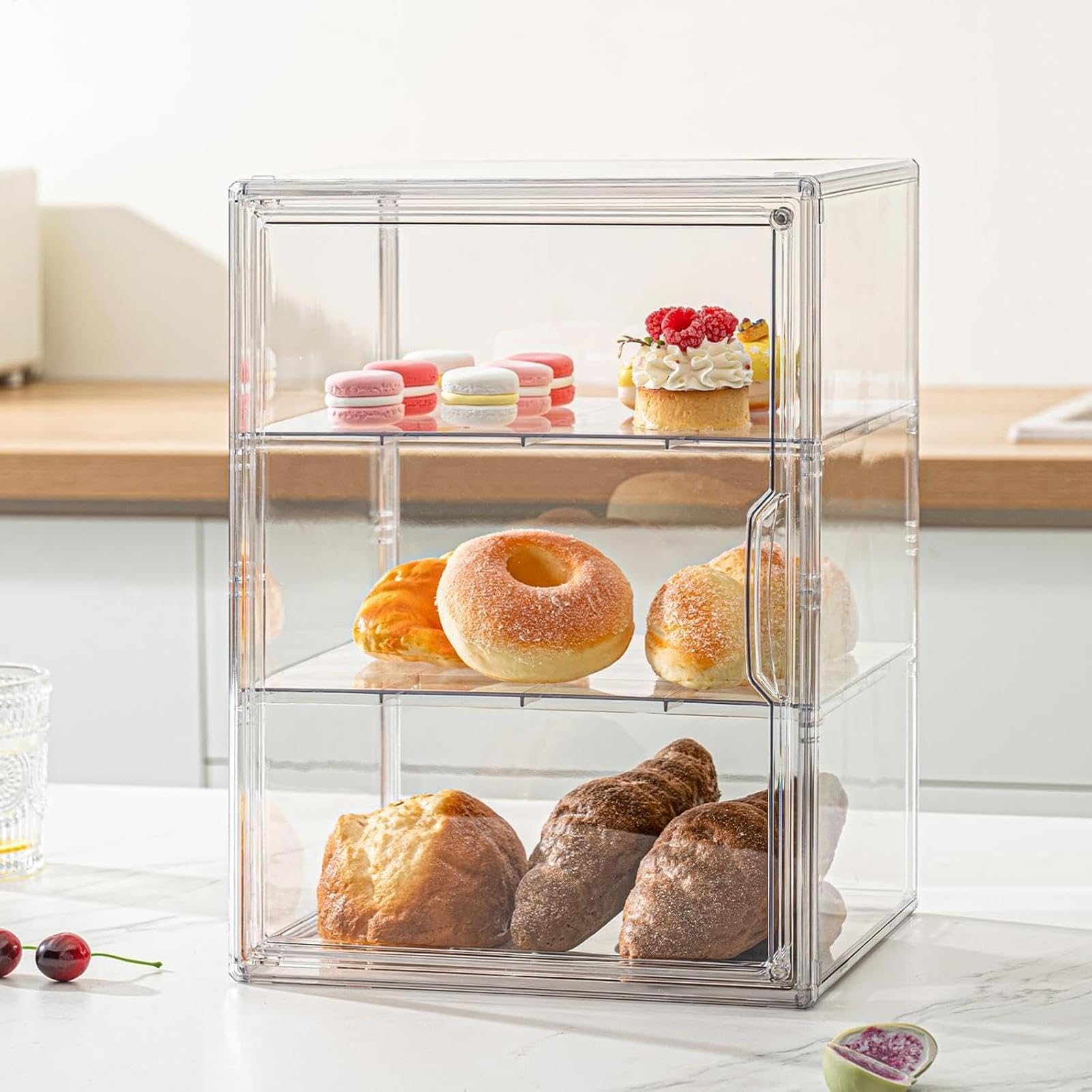 Gablota na pieczywo Duży Przezroczysty Pojemnik Ekspozycyjny Z Akrylu | na Chleb na Blat Kuchenny do przechowywania w domu spiżarni lodówce żywności kanapek tostów bajgli bananów masła bochenków