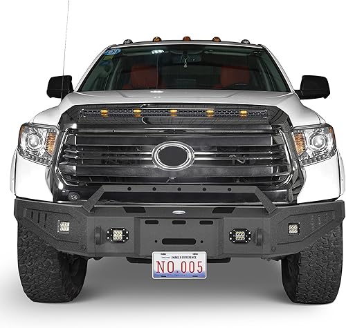 Miniatura 2 de Hooke Road Tundra parachoques delantero de acero todoterreno con placa de cabrestante y luces LED para camionetas Toyota Tundra 2014 2015 2016 2017