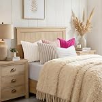 decorUhome Fall Cream White Faux Fur Throw Pillow Covers 18x18 Set of 2 | Velvet Decorative Pillow Covers, Fuzzy Striped Soft Cushion Covers Pillow Cases for Sofa, Bedroom, Living Room Home Decor