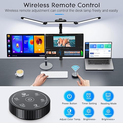 Miniatura 6 de Syrinx Lámpara de escritorio LED, lámparas de escritorio de arquitecto para oficina en casa con interruptor de gestos y control remoto, luz de