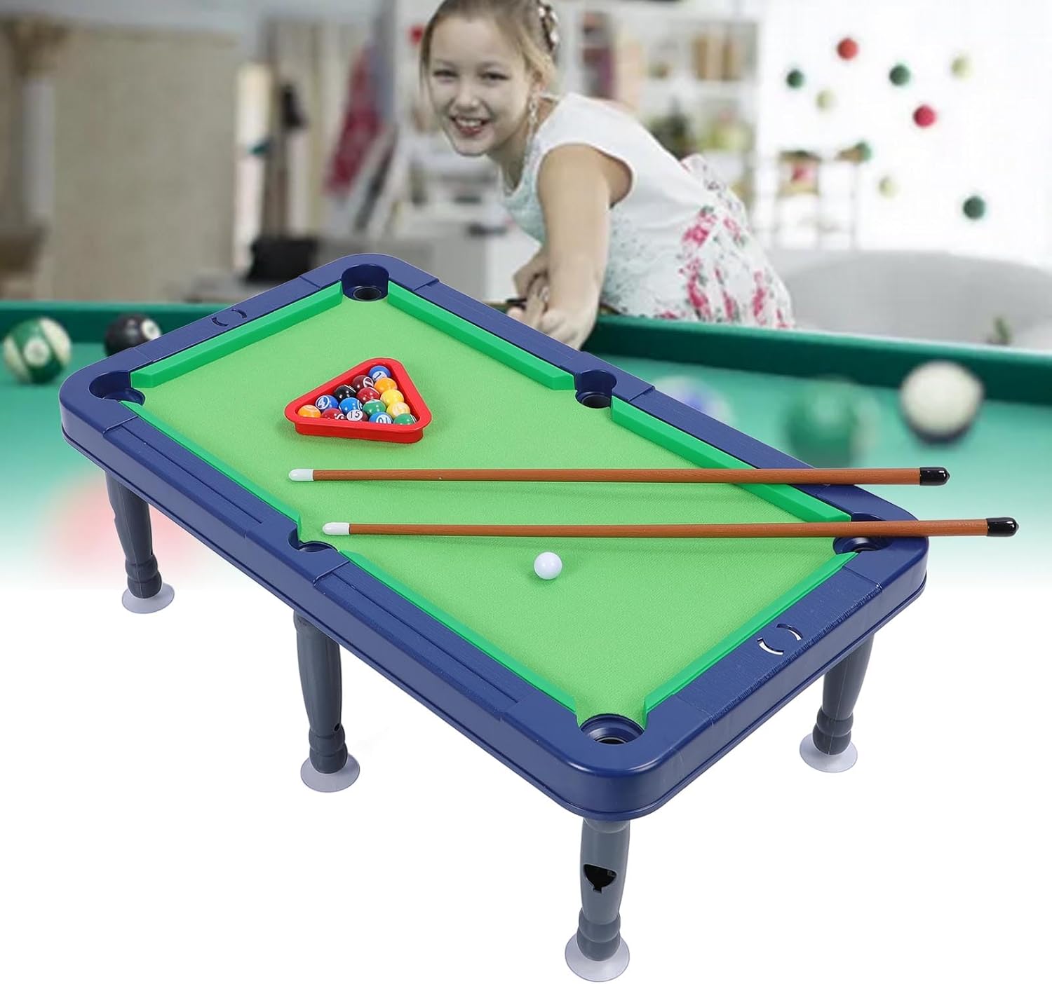 Kids Multi Table Game Set, 6 in 1 Tabletop Family Game with Pool Foosball Air Hockey and Table Tennis for Home
