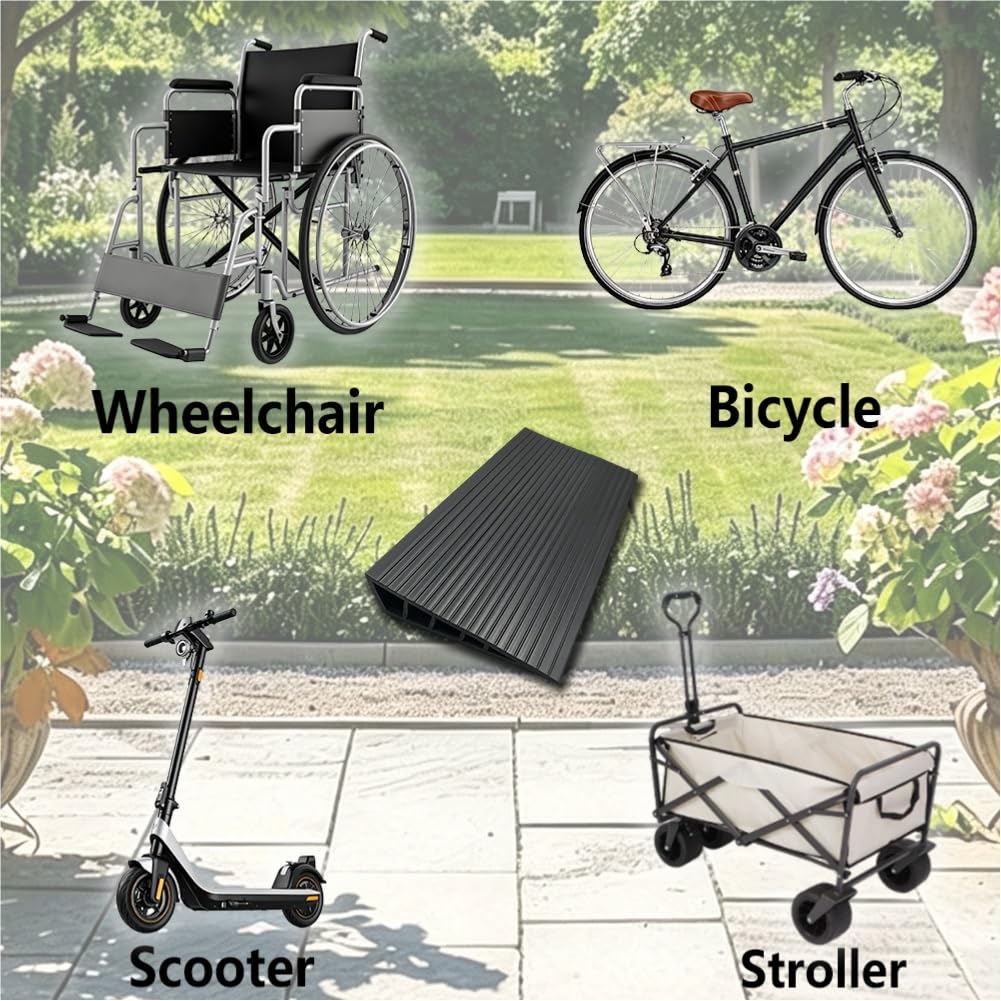 Rampa de Umbral de Altura de 2.5 cm Autoadesivo Rampa para Silla de Ruedas