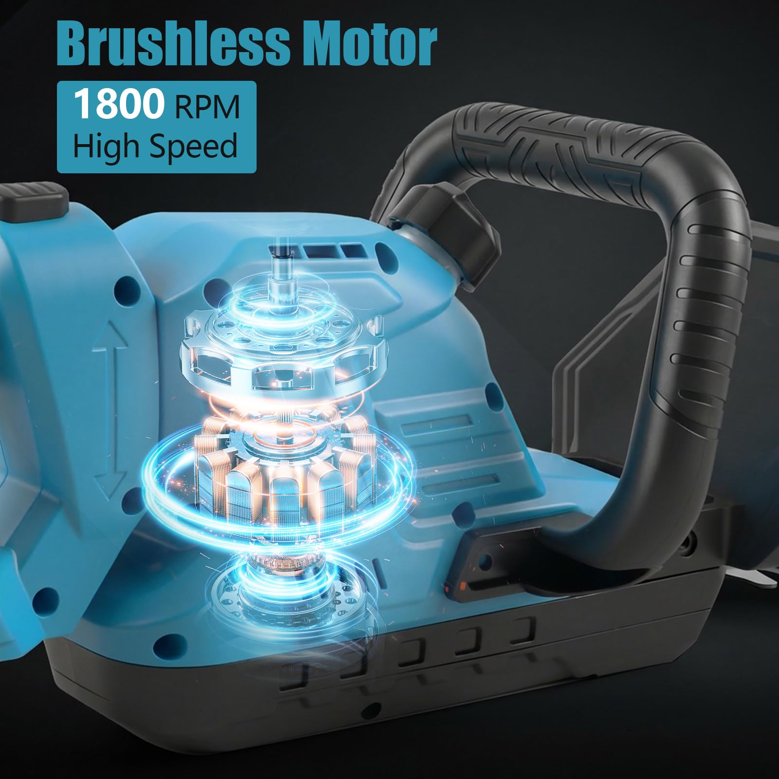Cortasetos a Batería con Hoja 50 cm para Makita 18V (sin Batería) | Recortadora de Arbustos sin Escobillas, Cabezal Giratorio 180°, Sistema de Lubricación, Corte Máx. 16 mm